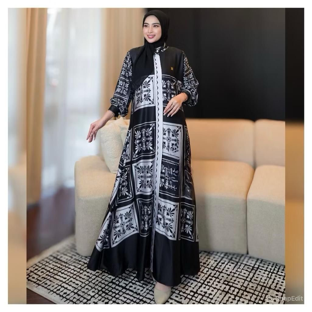 Autum dress/ Dress set hijab/ set hijab segi empat/ dress silk