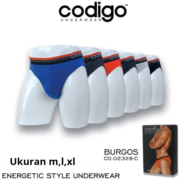 1 box 3 pcs celana dalam pria codigo / burgos [ cd briefs segitiga cowok ]