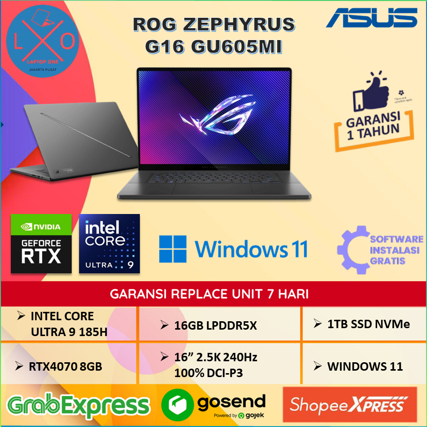 Laptop Asus ROG Zephyrus OLED RTX4070 8GB Ultra 9 185H 16GB 1TB 16.0" 240Hz - Zephyrus G16 GU605MI