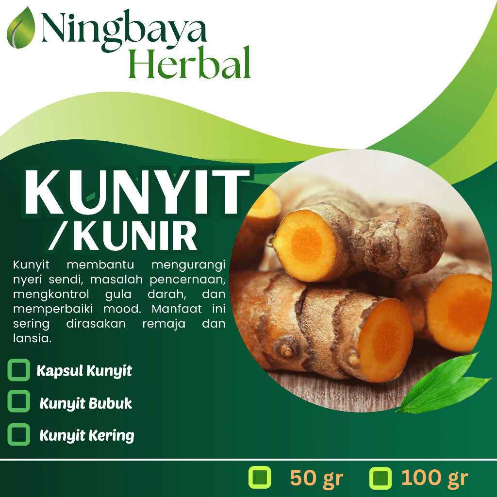 

Kunyit /Kunir( Kapsul/Bubuk/Kering), bisa 100gr/50gr