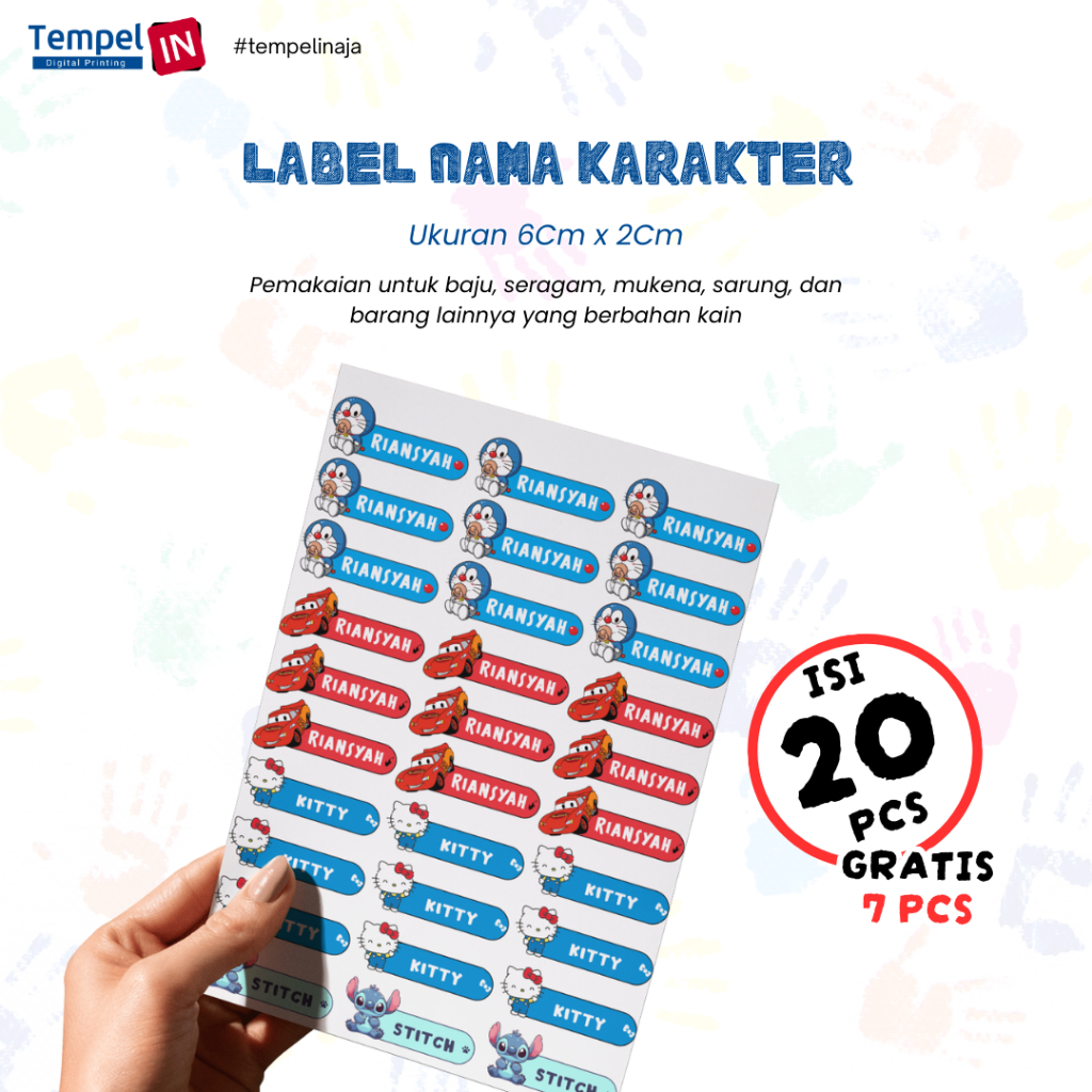

Label nama sablon setrika DTF Label nama karakter praktis bisa custom nama anak Label Seragam Sekolah Tahan Lama & Anti Luntur