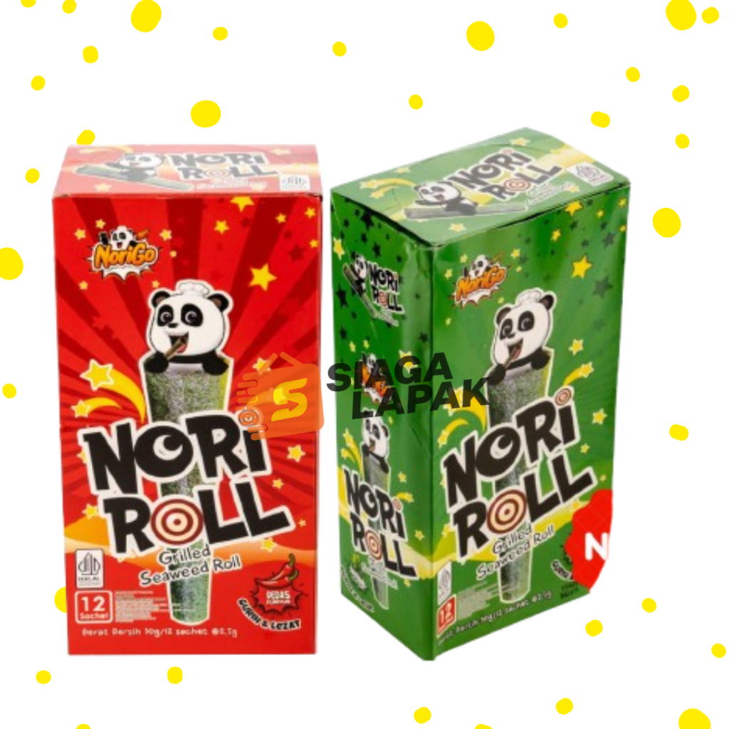 

Nori Roll 1 BOX ISI 12 Sachet Snack Rumput Laut Norigo All Varian Rasa Original BBQ Pedas