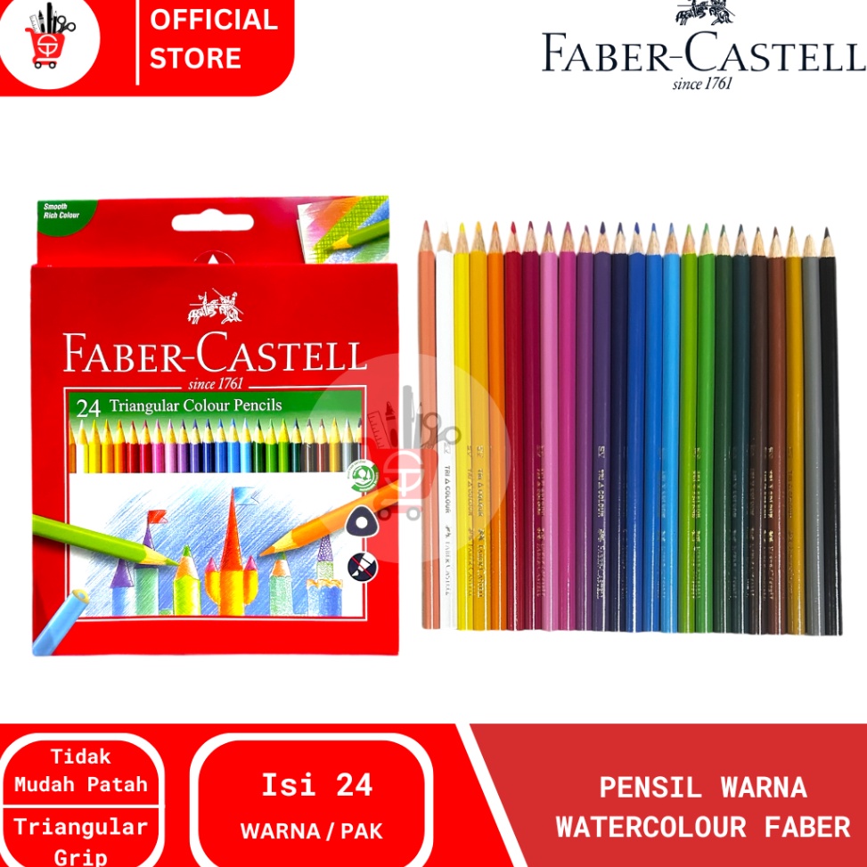 

KODE P13R Color Pencil Pensil Warna FaberCastell Triangular 24 Warna 115855 1 PCS