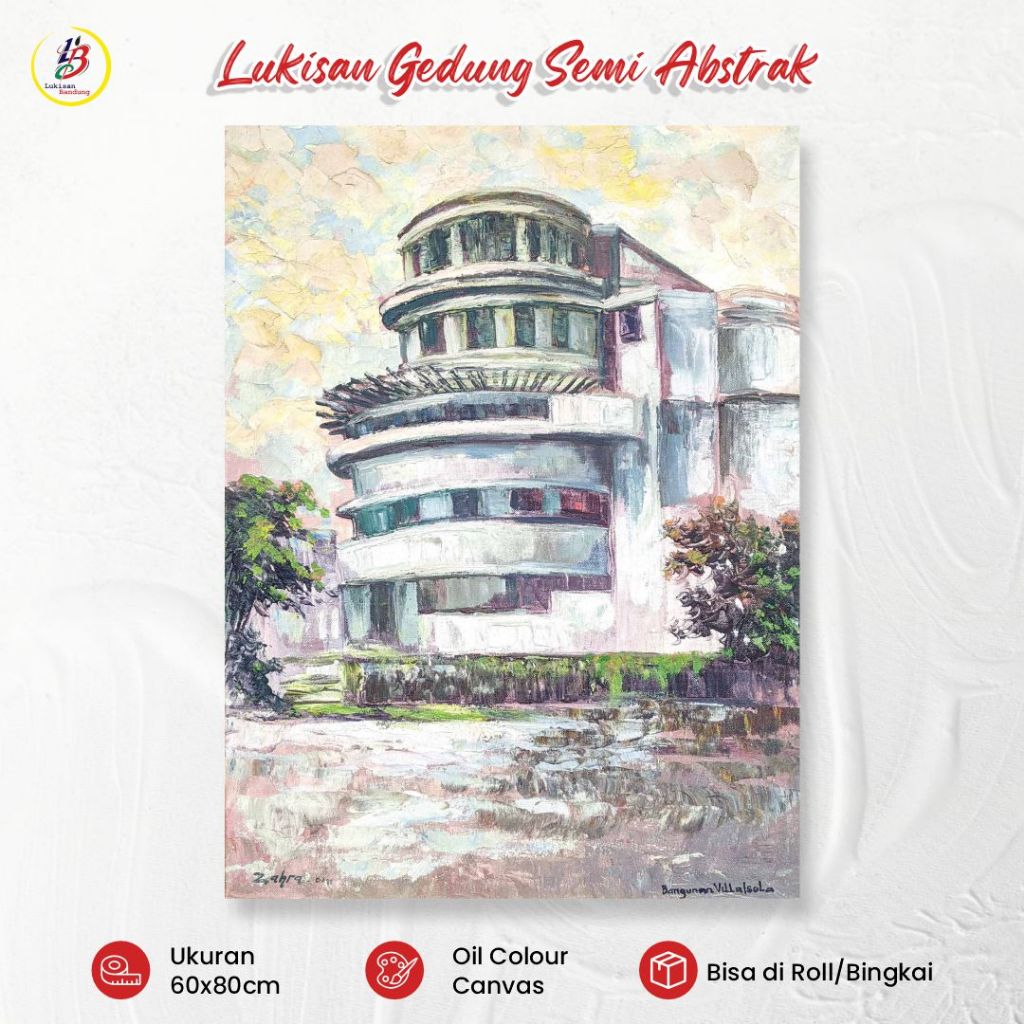 Lukisan Bandung Lukisan Villa Isola 60x80cm Lukisan Kanvas Dinding Dekorasi Arsitektur Ikonik