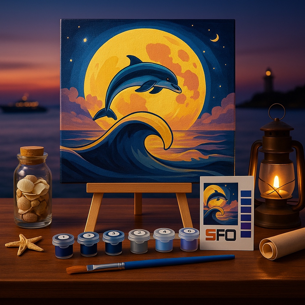 

KODE A38W SFO DIY Paint By Numbers Kit 1 Set Dolphin Y