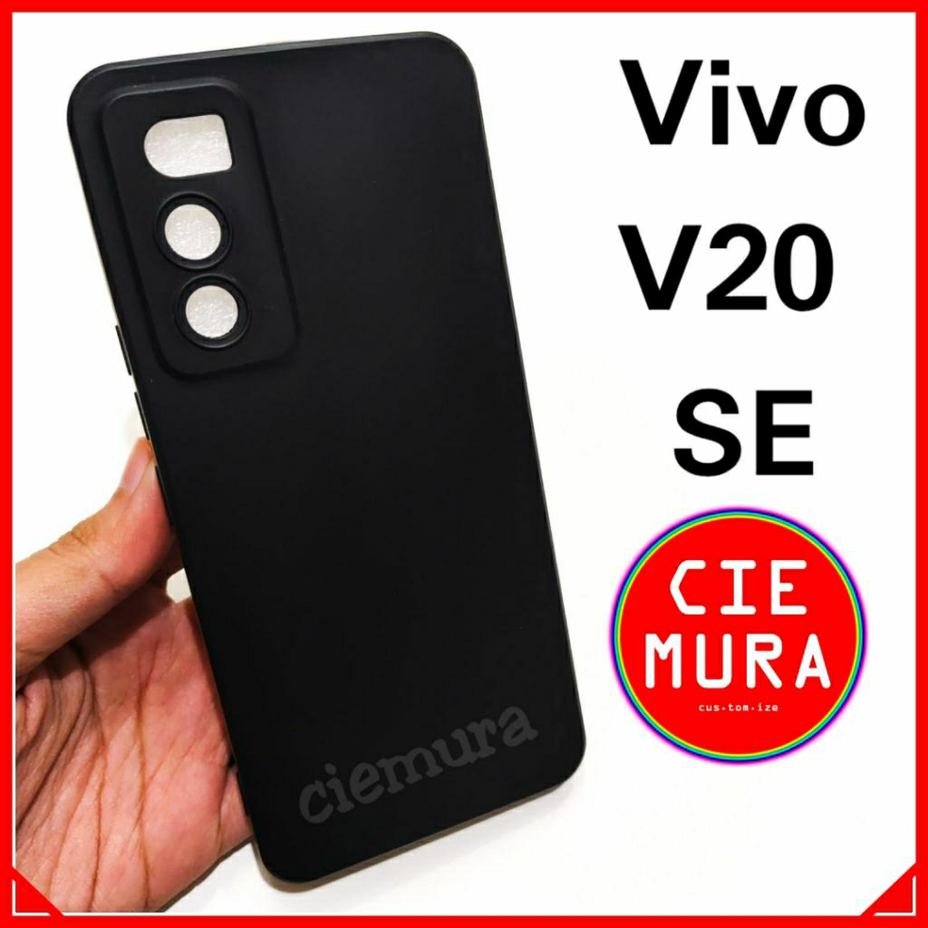 CIE Case Hitam Vivo V20 SE Black Matte Softcase Polos Lentur Slim Silikon HP Ciemura