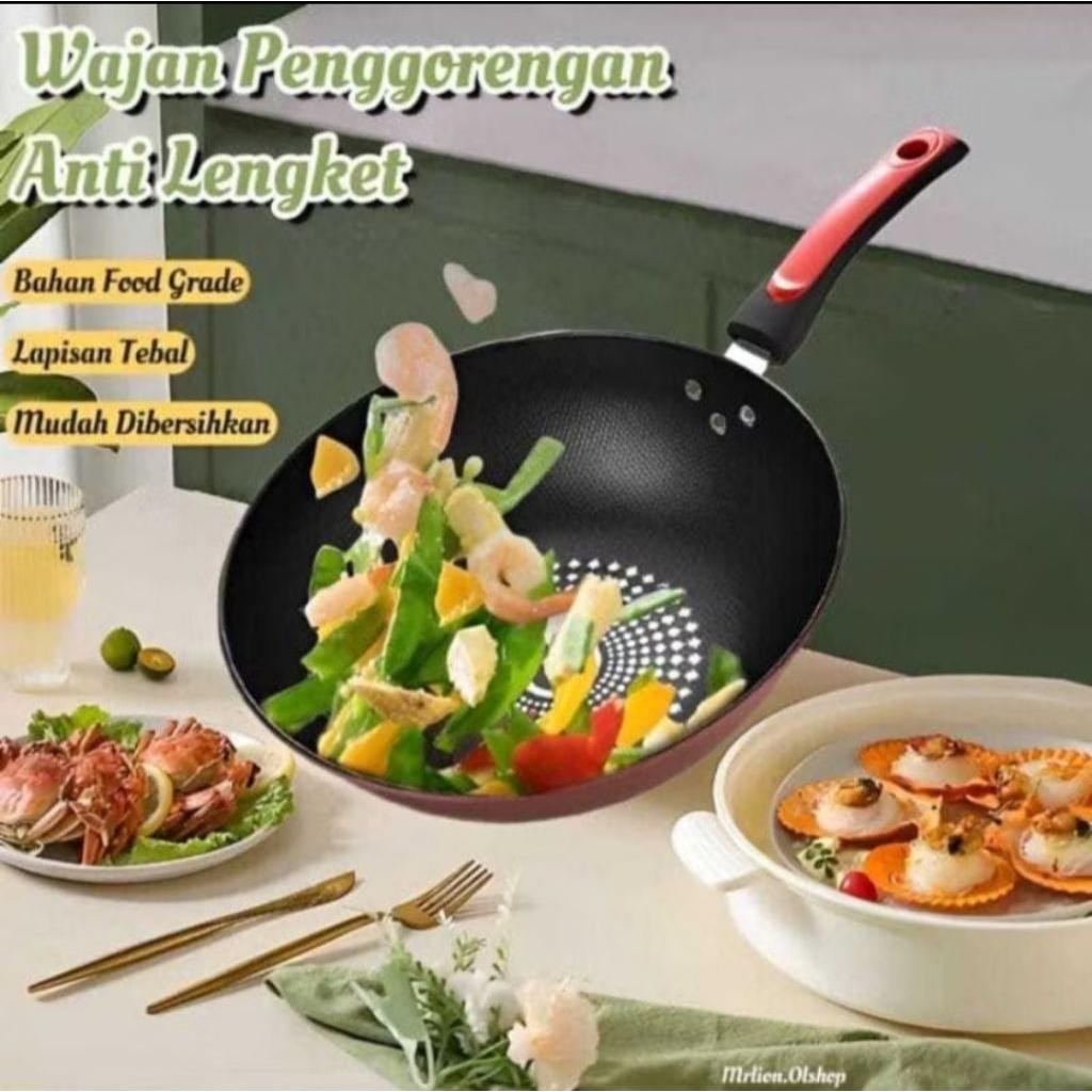 CT) Wajan Penggorengan Anti Lengket Ukuran Diameter 32Cm / Wajan Gagang Jumbo Diamond