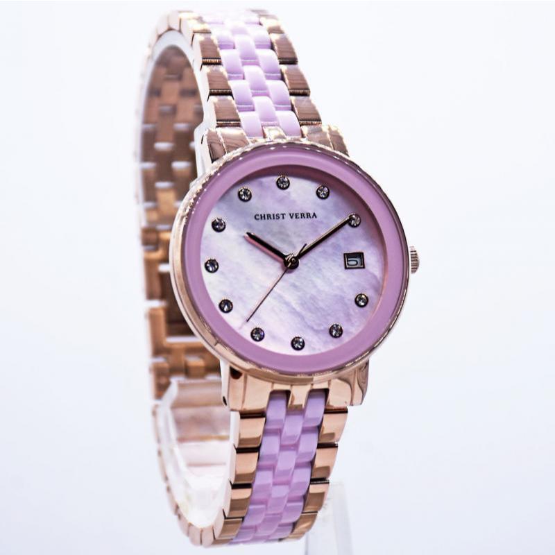 New jam tangan wanita Christ Verra CV 511924L-511 PNK/MOP Original