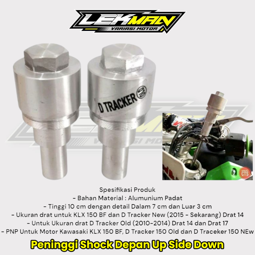 Peninggi Shock Depan KLX 150 BF D Tracker 150 Old New USD Up Side Down Satu Set Tinggi 10 cm