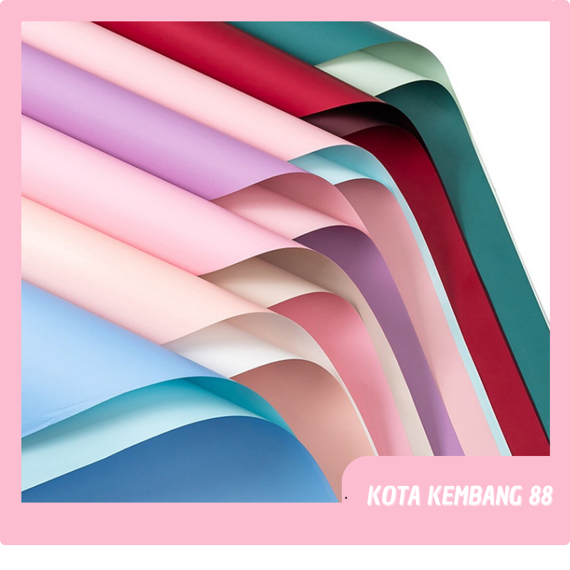 

20 LEMBAR Flower Wrapping Paper Dua Warna Pastel Polos Kertas Buket Bunga Bi Color Cellophane KB021