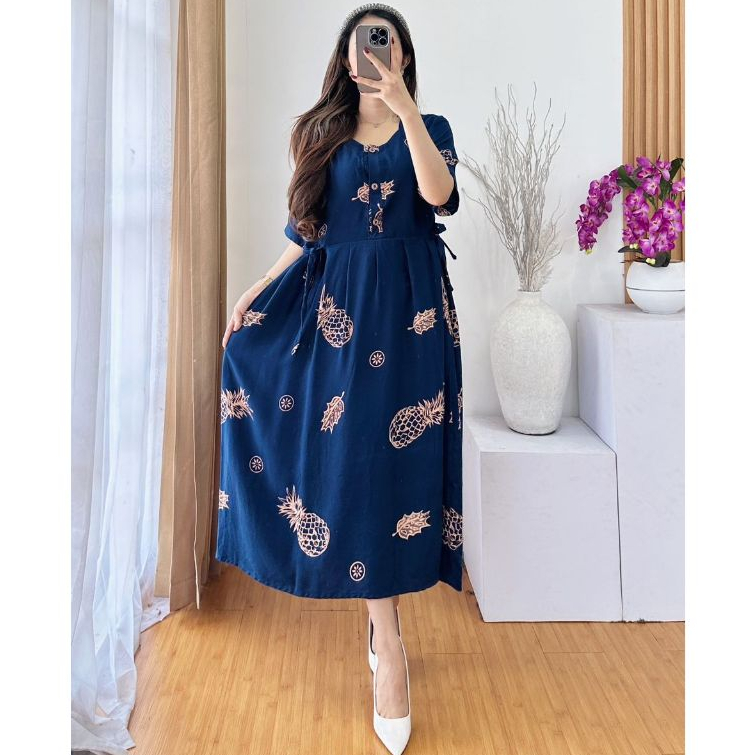 Daster Busui Lengan 3/4 Jumbo LD 120 Tali Samping Dress Seria Rayon Premium Grade A / Daster Lengan 