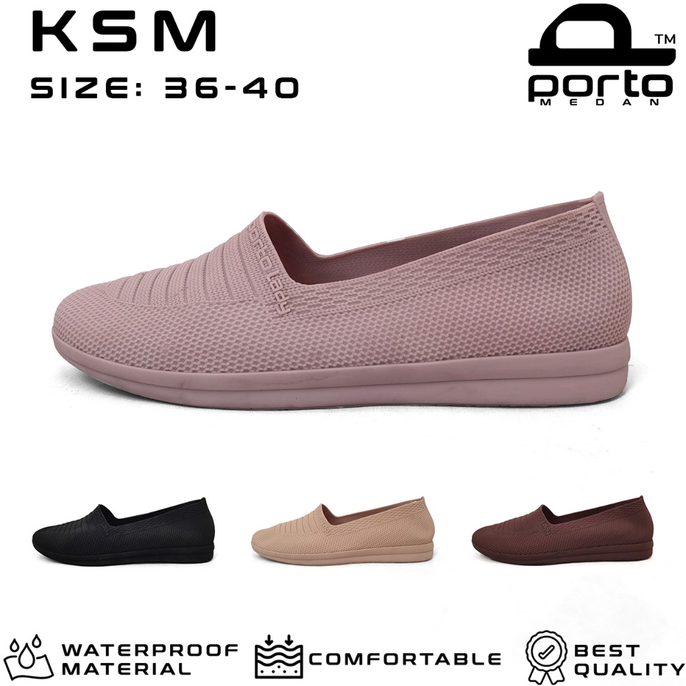 KODE O13W Porto Lady KSM Sepatu Flat Kerja Wanita Karet