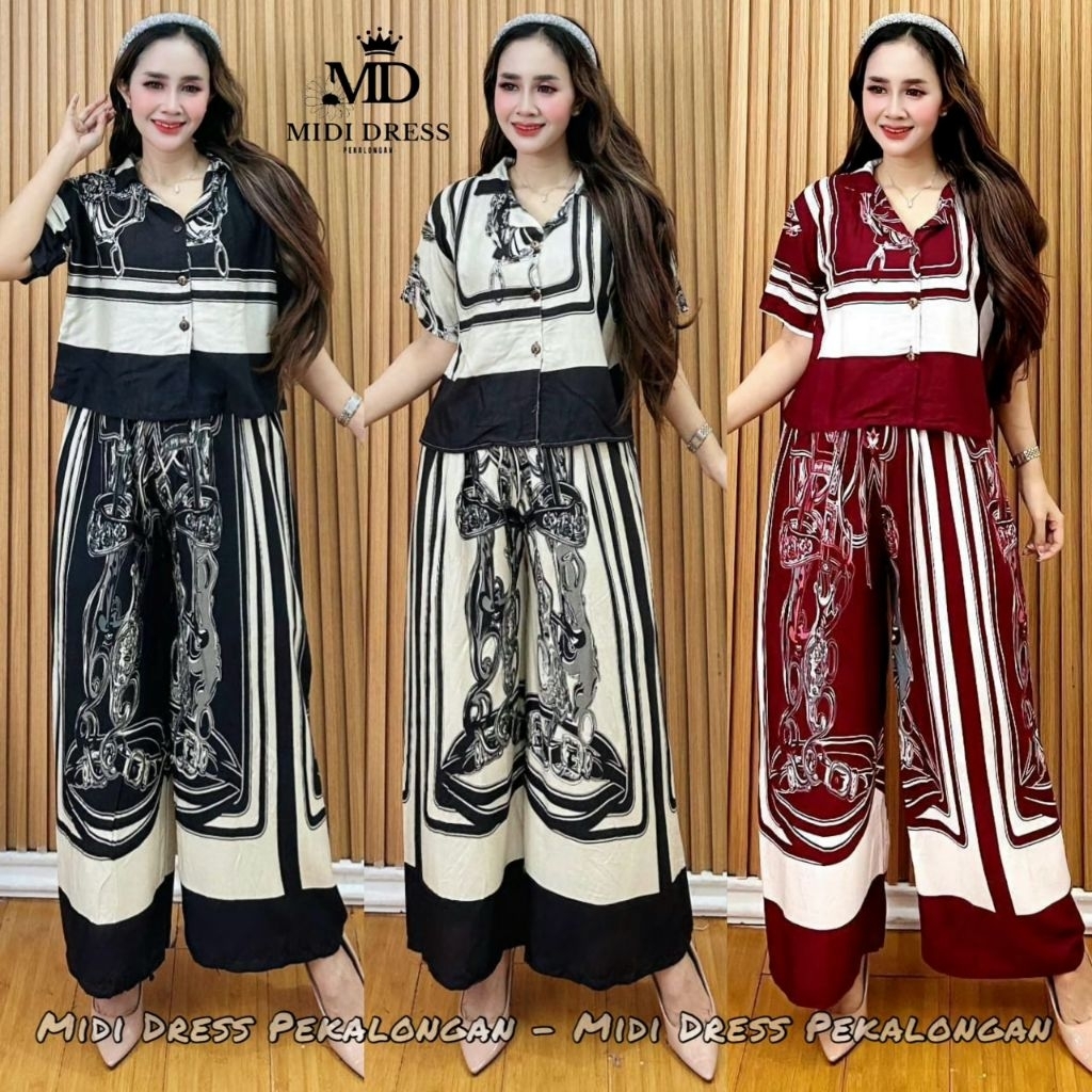 LILA One Set Crop Lengan Pendek Setelan Kulot Terbaru Bahan Rayon Viscose Busui Friendly