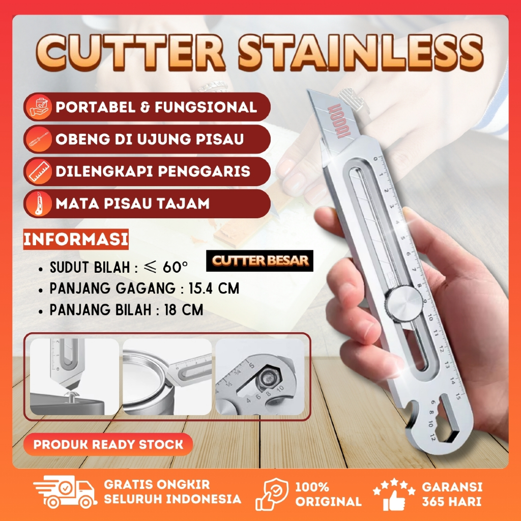 

KODAI 6 in 1 Cutter Pisau Besar Kater Baja Stainless Anti Karat Tebal Alat Potong Serbaguna