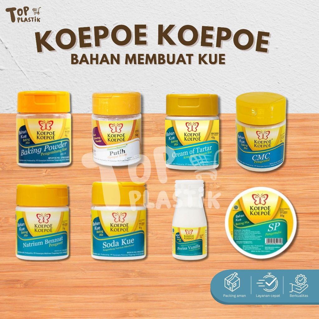 

koepoe all variant Baking powder / pemutih / cream of tar / CMC / Pengawet / soda kue / vanili / sp pengemulsi