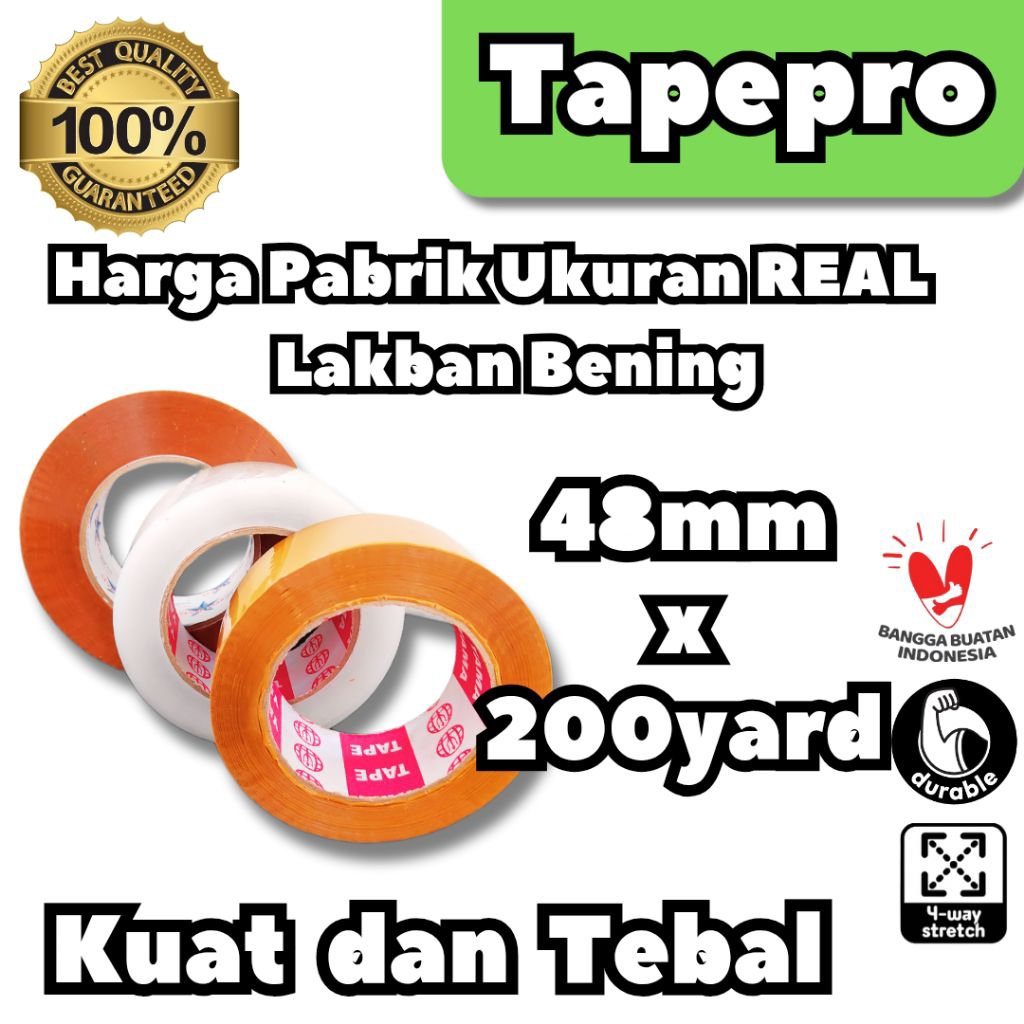 

Tapepro Isolatip/Solatip/Lakban OPP 48mm x 200yard Super Lengket Tebal