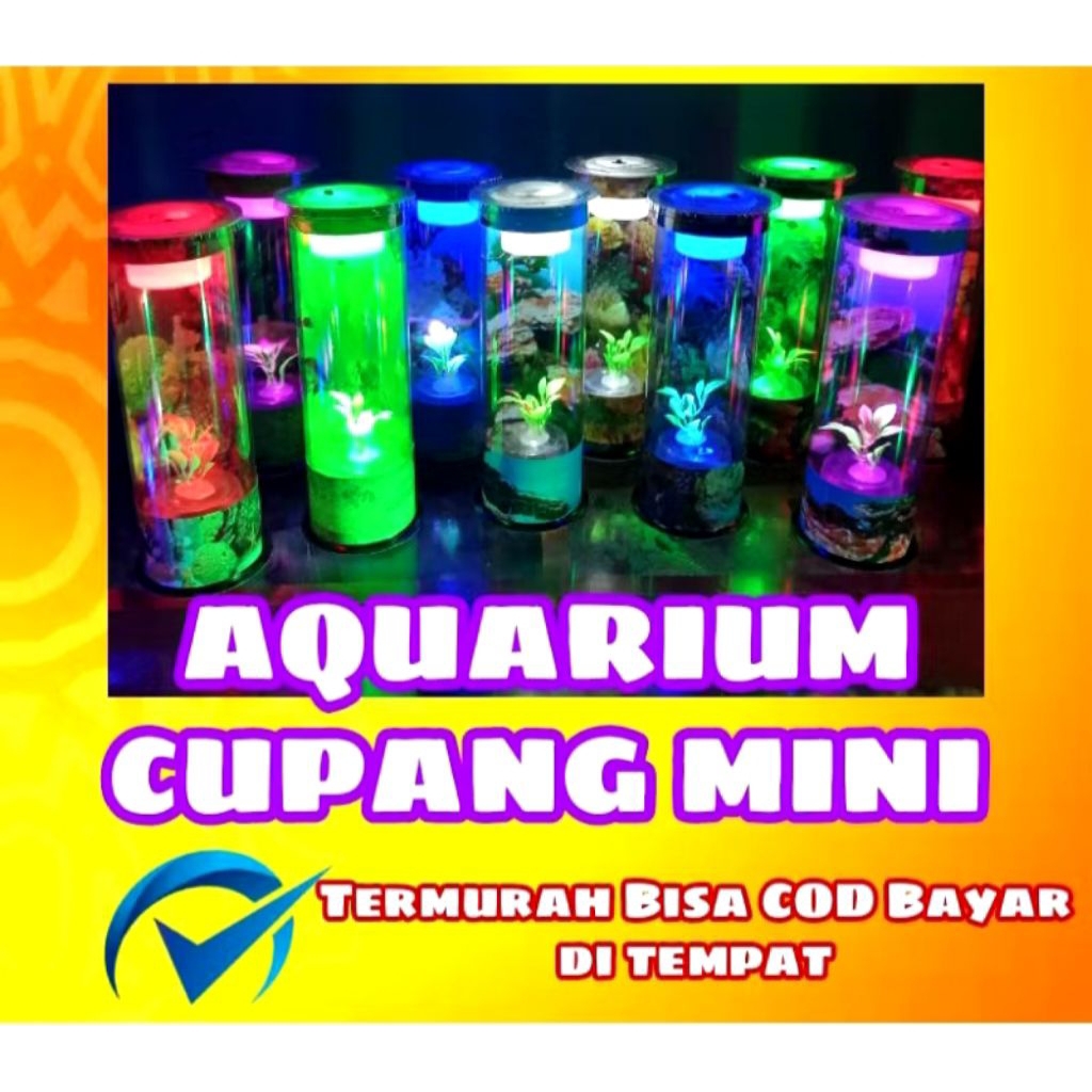 (TERMURAH) 1SET AQUARIUM MINI TABUNG KACA