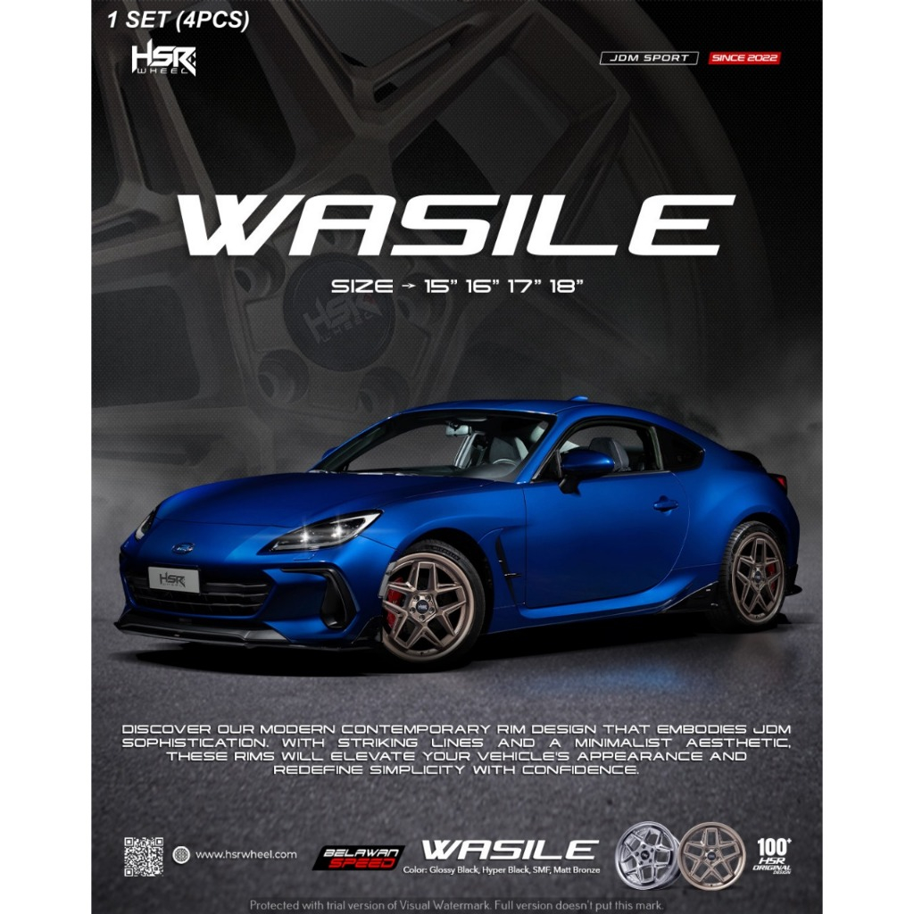 Velg mobil WASILE JA209 HSR R15 for ford fiesta jazz brio dll toko velg cibinong