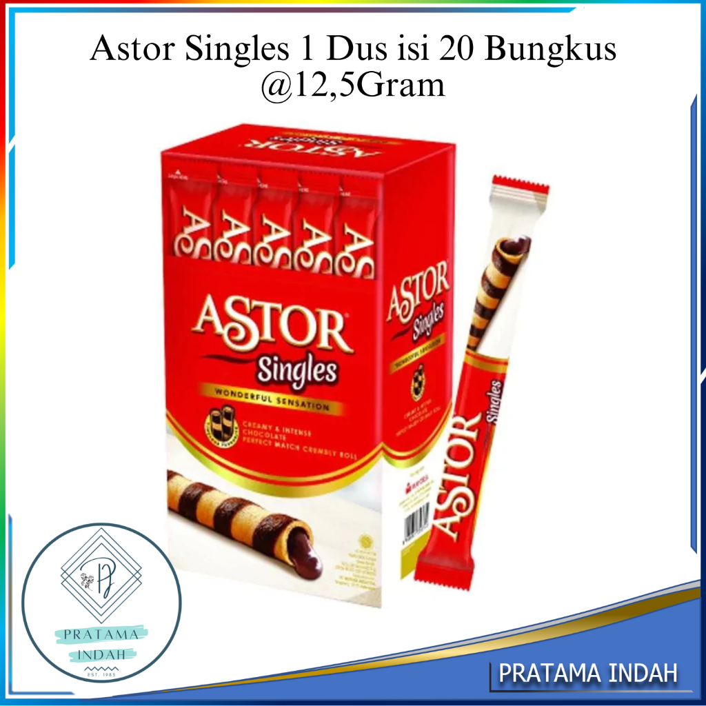 

Astor singles Box chocolate roll wafer isi 20pcs @12,5 Gram