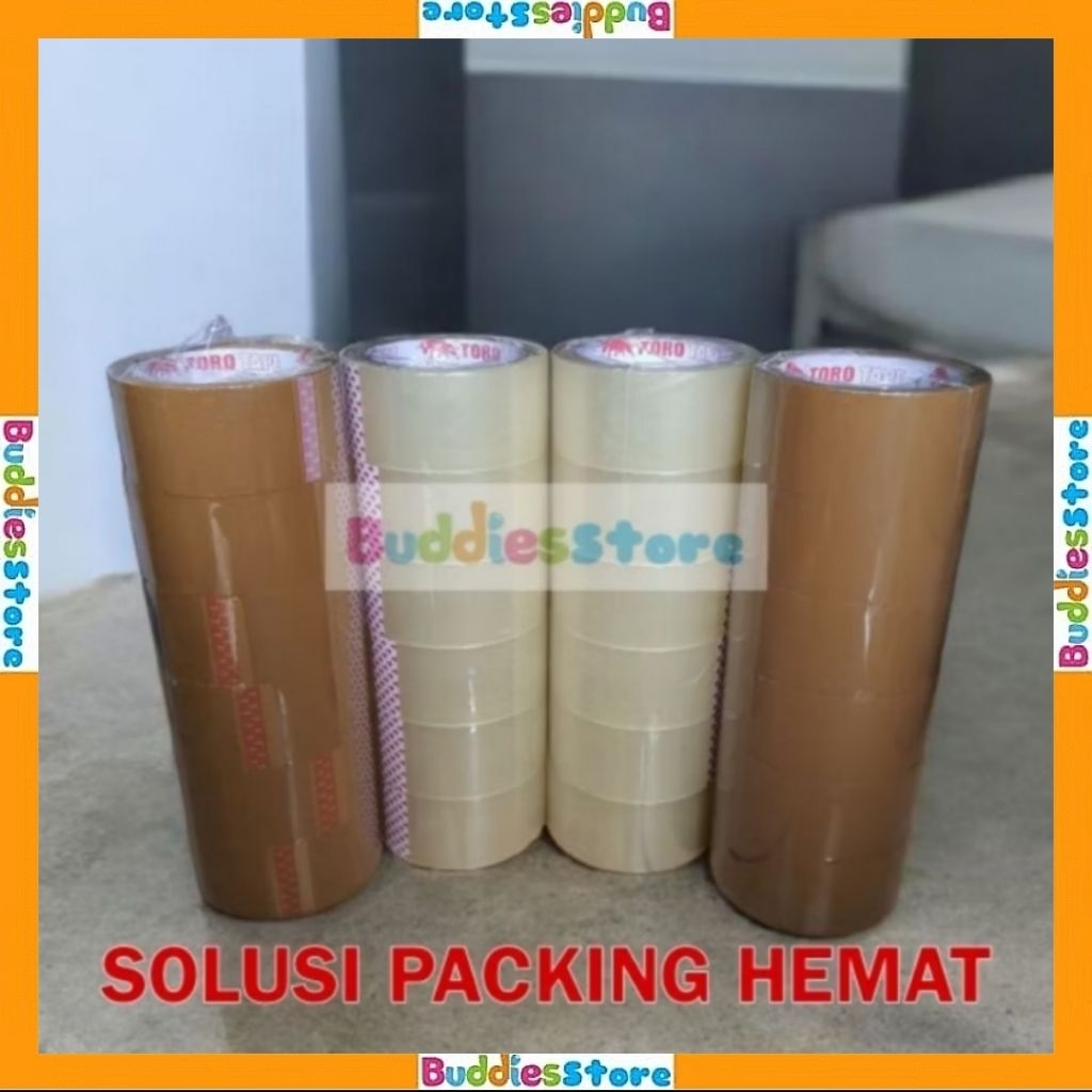 

Lakban 45MM Bening / Lakban Coklat TORO Tape Opp Tape Murah Daya Rekat Kuat Anti Putus