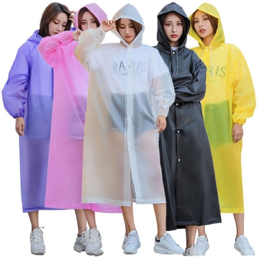 JAS HUJAN Hoodie Terusan Eva Ponco || Dress Raincoat Model Jubah Lengan Panjang || JAS HUJAN Ala Kor