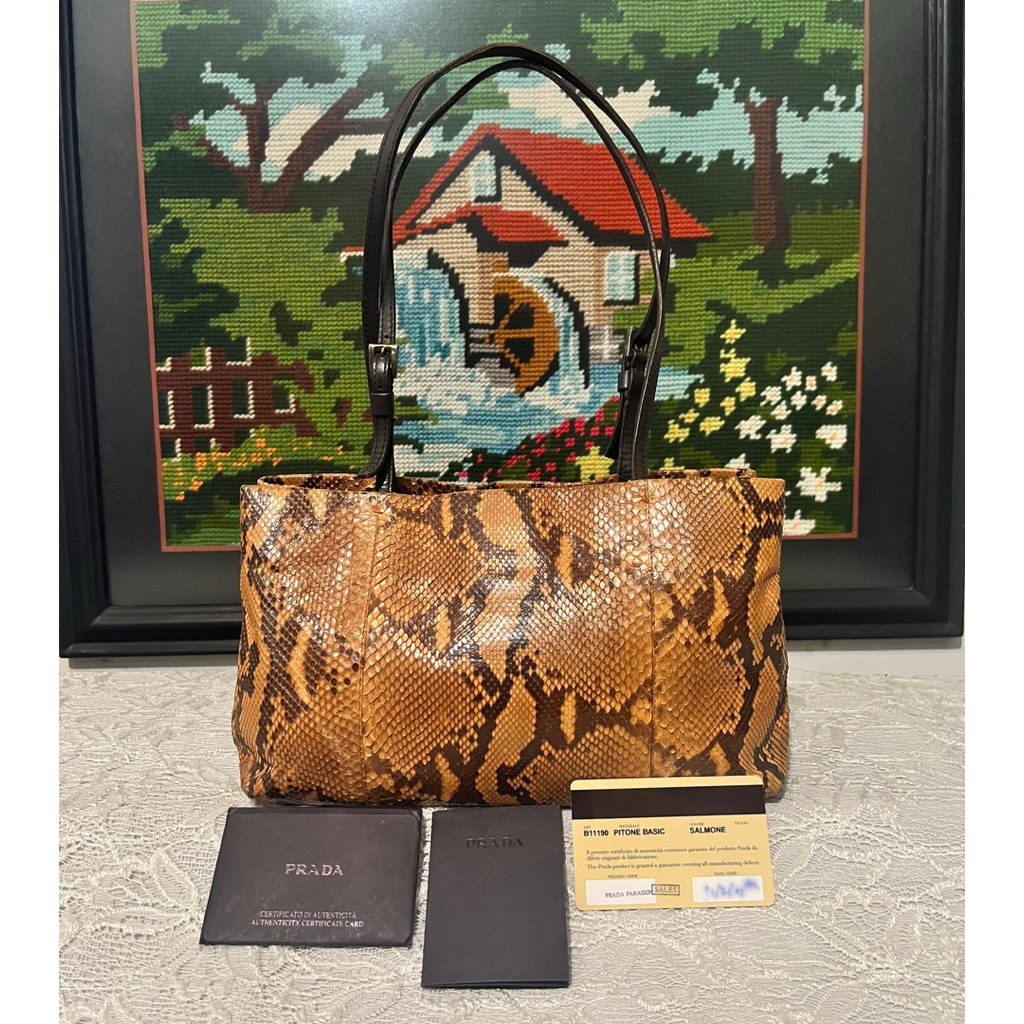Tas Tote Prada Python Brown - Original Authentic