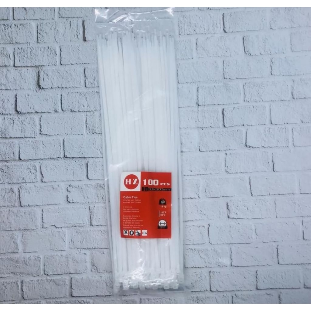 

HZ Cable Ties 3,6 x 300 mm PUTIH / HITAM - Kabel Ties 1 PACK ISi 100 Pcs
