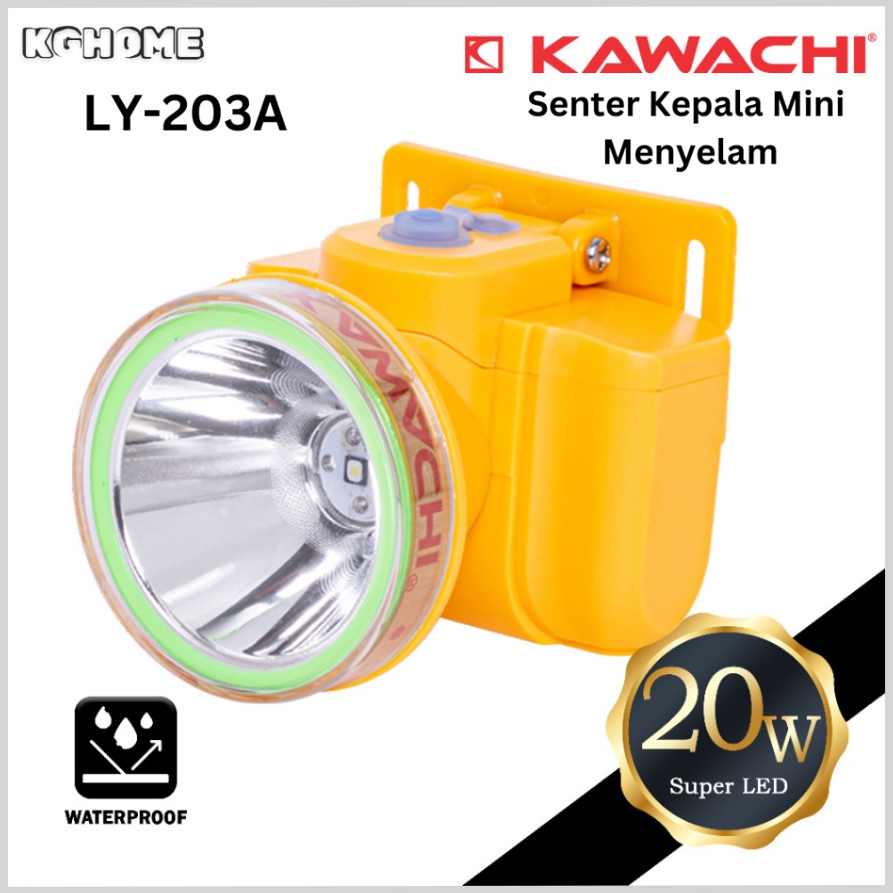 KODE Y88B Senter Kepala Selam KAWACHI LY 23A 2W ORIGINAL CAHYA PUTIH Diving Headlamp Mini Waterproof