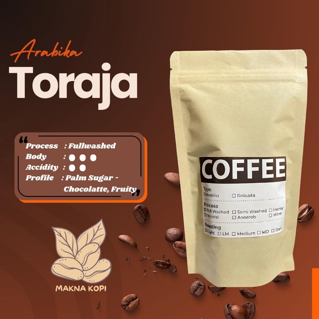 

Makna Kopi - Kopi Arabika Toraja 100 Gram Kopi Biji Bubuk Proses Fullwashed