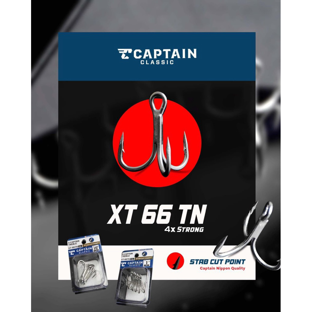 TREBLE HOOK CAPTAIN XT-66TN 4X Saltwater Strong Stab Cut Point