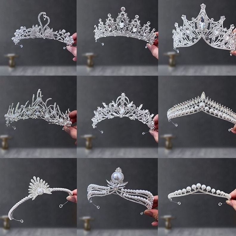 Mahkota Pengantin Mahkota Ulangtahun Anak Remaja Mahkota Wisuda Mahkota Silver Simpel dan Elegan Mah