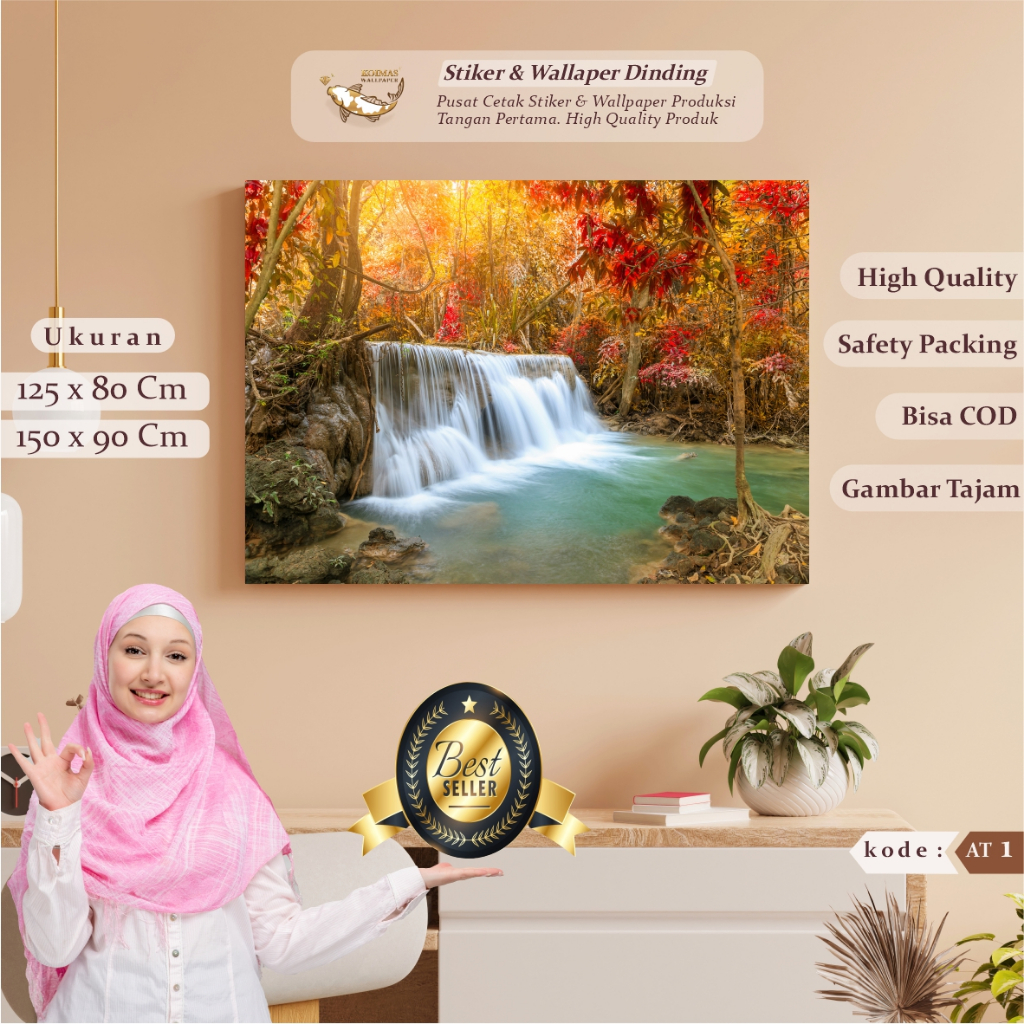 Wallpaper Custom 3d Walpaper Dinding Sticker Pemandangan Alam Stiker Printing Air Terjun Hutan Murah