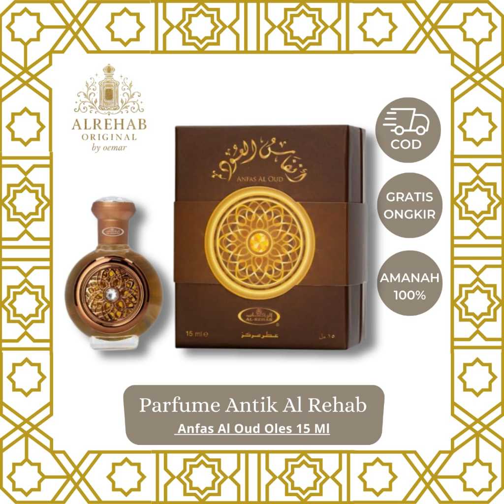 parfum  anfas al oud oles 15ml original ALREHAB-parfum saudi Arabia original-botol antik ALREHAB