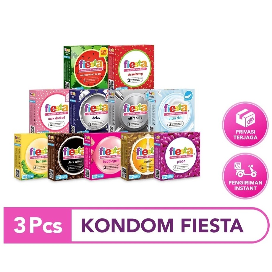 Kondom Fiesta ALL VARIAN RASA - Funpack / Ultrathin / Ultra Safe / Delay / Max Dotted / Bubble Gum /
