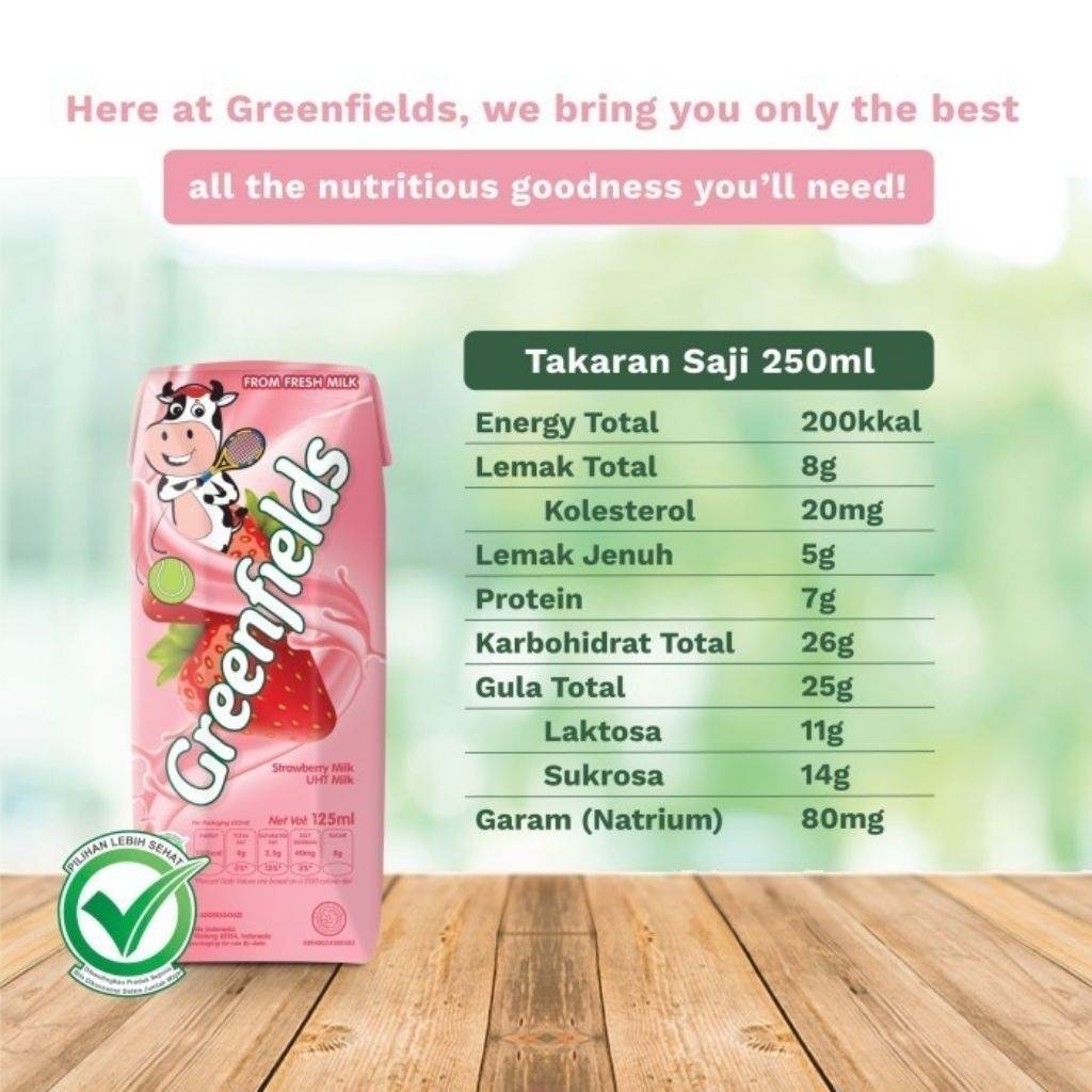 

TERMURAH SUSU uht GREENFIELDS Strawberry 250ml isi 32pcs