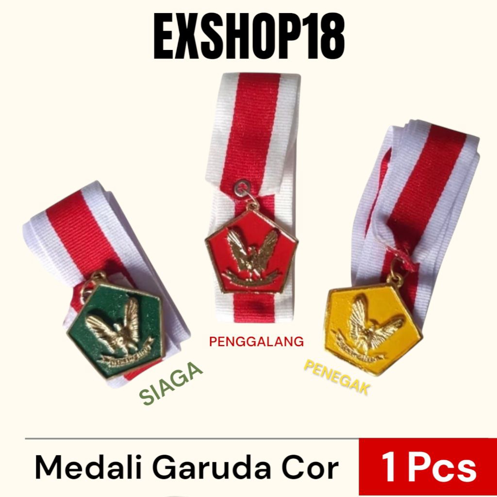 Medali Garuda Pramuka Cor Logam / Kalung Medali Pramuka Cor