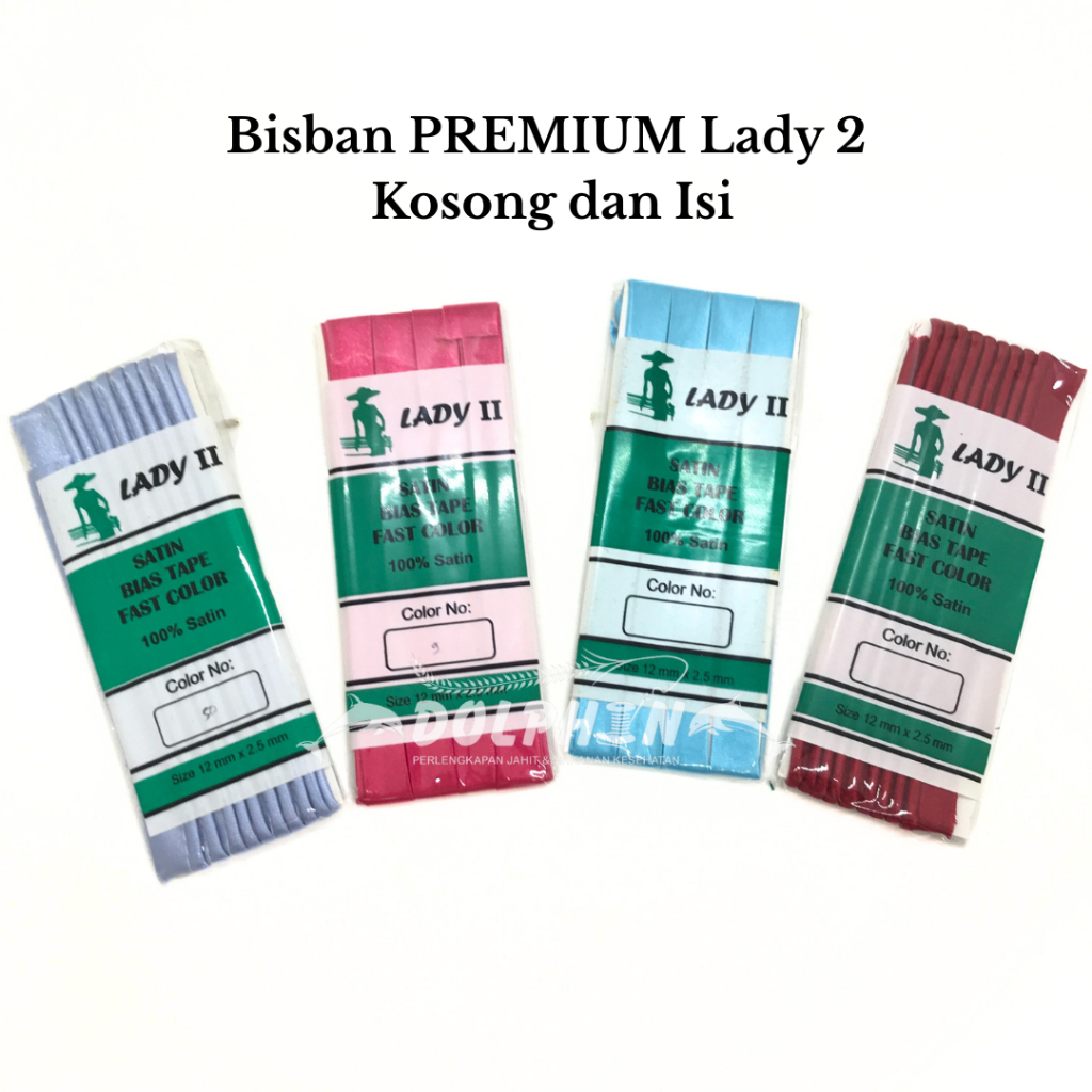 [Per PCS] Bisban Satin Lady 2 Polos dan Isi / Bis Bias Tape Gepeng Kosong Isi