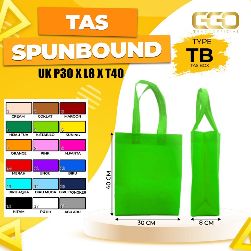 

Tas Spunbond sistem Box tersedia berbagai macam ukuran