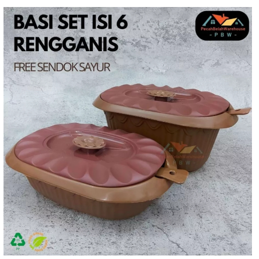 1 SET Basi Wadah Sayur isi 6  FREE Sendok Sayur / Wadah set prasmanan / Tempat Sayur