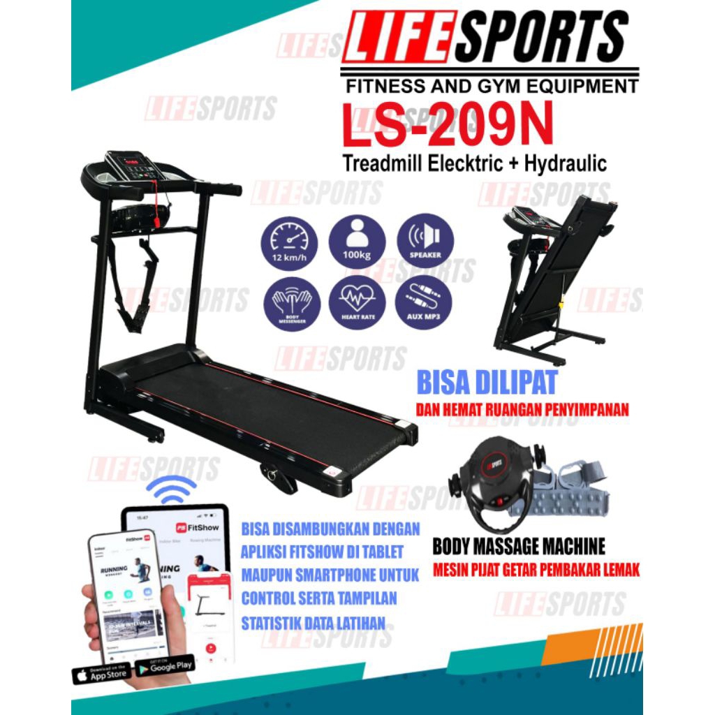 TREADMILL ELEKTRIK 2 FUNGSI LS 209 MURAH BERKUALITAS