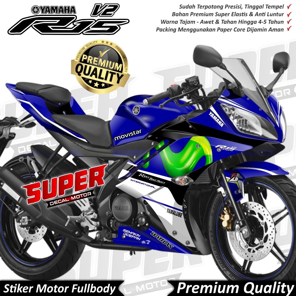 TERBARU Stiker Decal Yamaha R15 V2 Full Body Variasi Movistar Keren