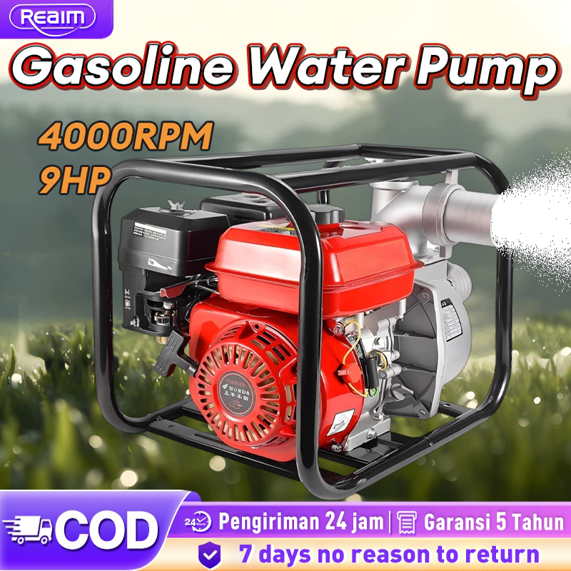 RK Reaim Mesin Pompa Air Bensin 1/2/3 Inch Outdoors Pompa Irigasi Sedot Pompa air mesin bensin tugas