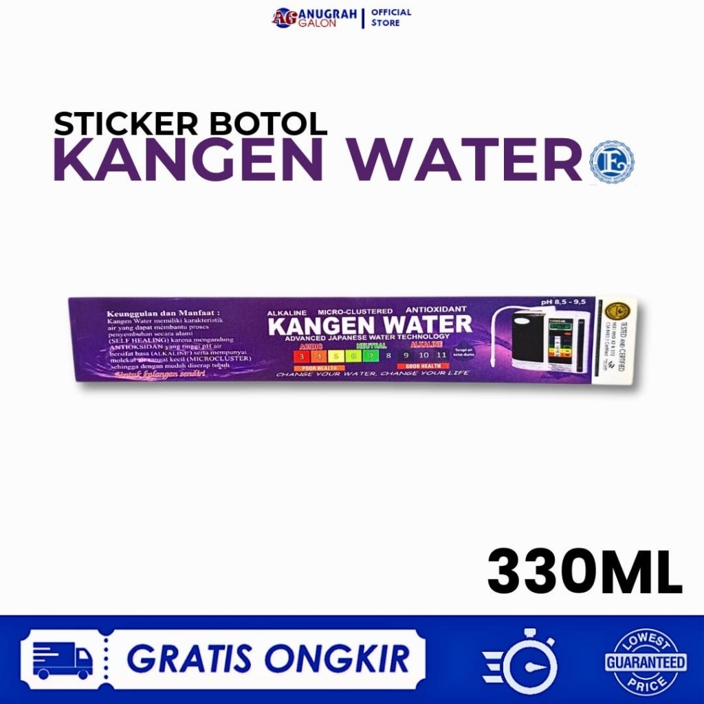 

Stiker Botol 330 ml Kangen Water/ Stiker Label Kangen Water untuk Botol 330ml