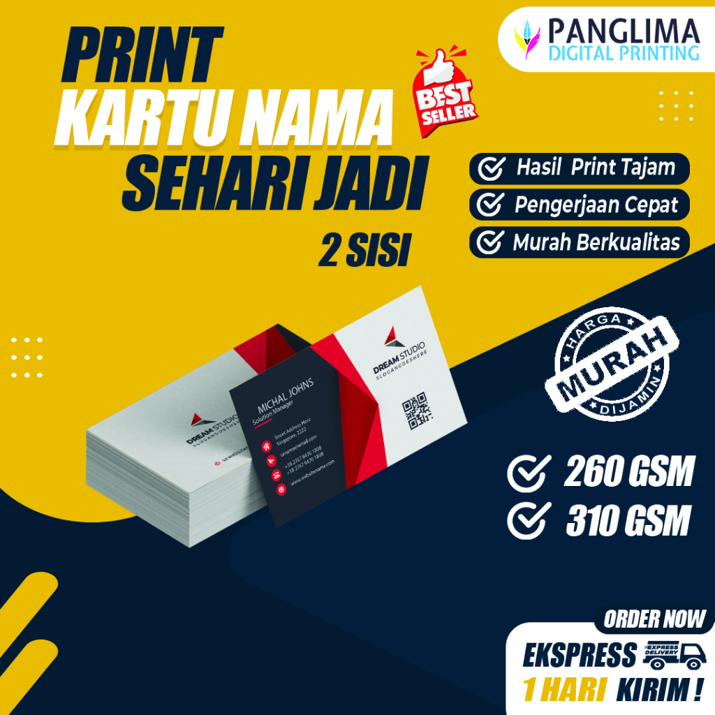 

CETAK KARTU NAMA - MURAH / BAHAN ART CARTON 260 GR / 2 - SISI - ( INCLUDE BOX) 1 HARI JADI