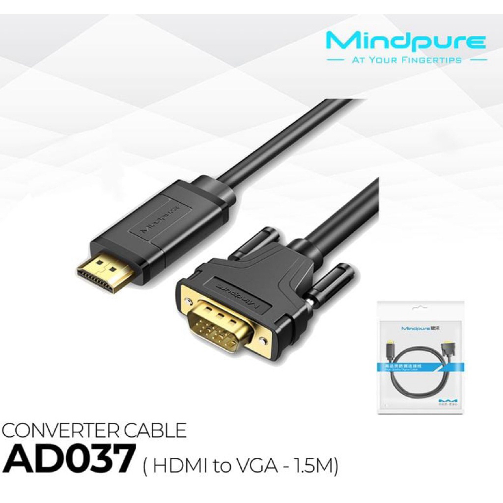 Kabel Hdmi to Vga Mindpure / Converter 1.5M/3M/5M Chip ORI