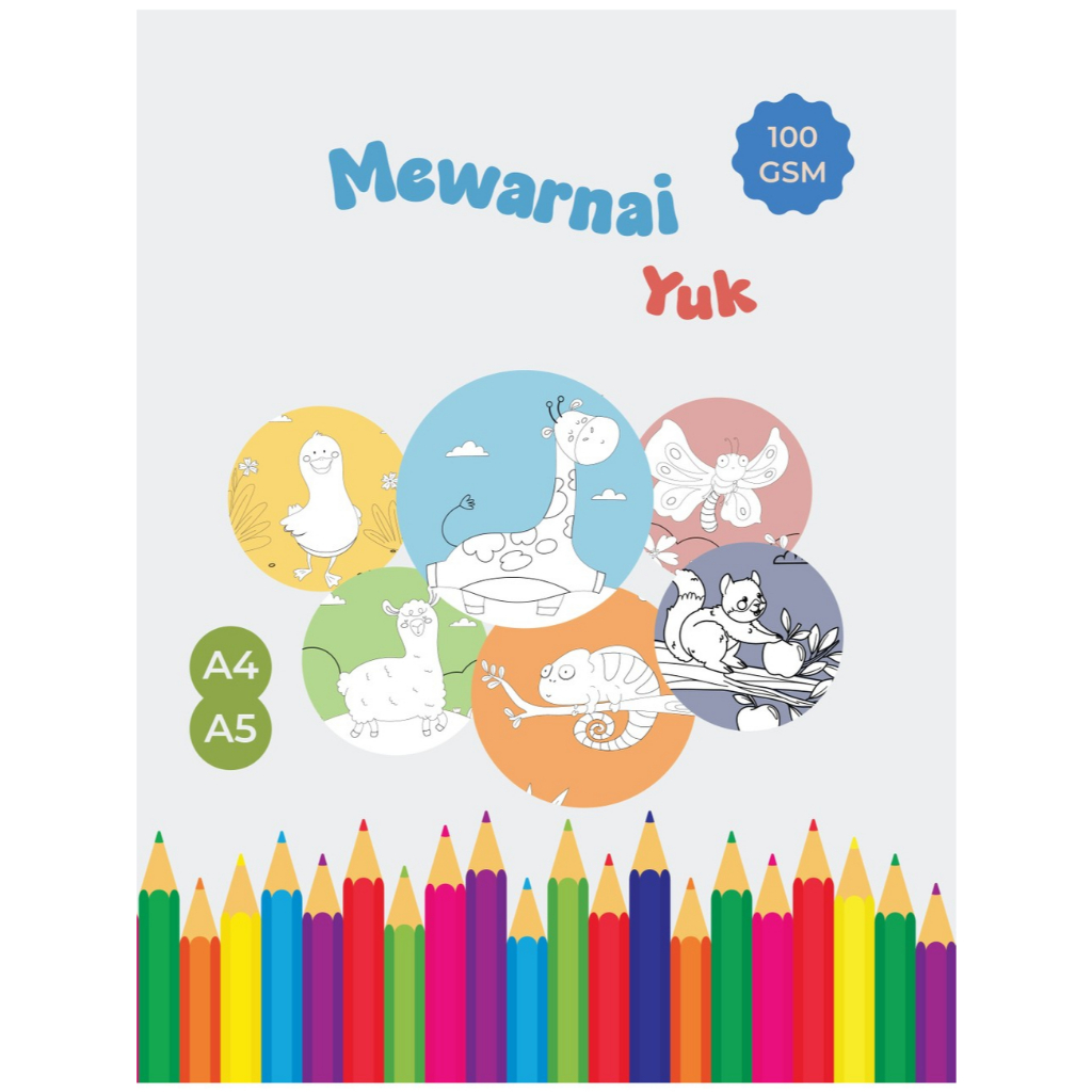 

(PART 3) Lembar Kertas Mewarnai Anak Tema Binatang Cute / Ukuran A4 & A5 100GSM