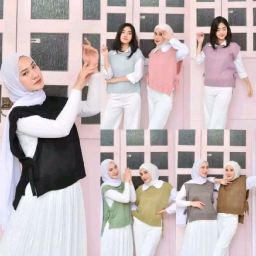 F (F6) OUTER VEST RAJUT TALI PINGGIR/ROMPI RAJUT PREMIUM