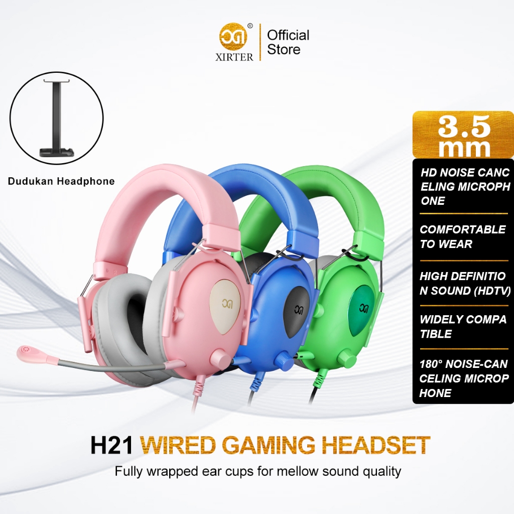 XIBTER H21 Headset gaming Surround 7.1 Headphone kabel henset bando PC/Mobile Pengiriman gratis