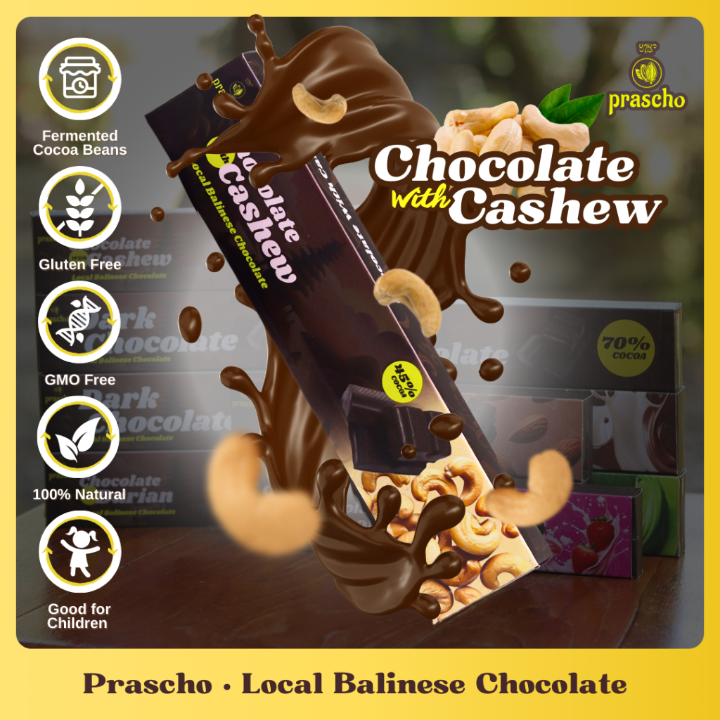 

PRASCHO - Cashew Nut Chocolate Cokelat Murni 100% Kakao Butter Coklat Kacang Mete