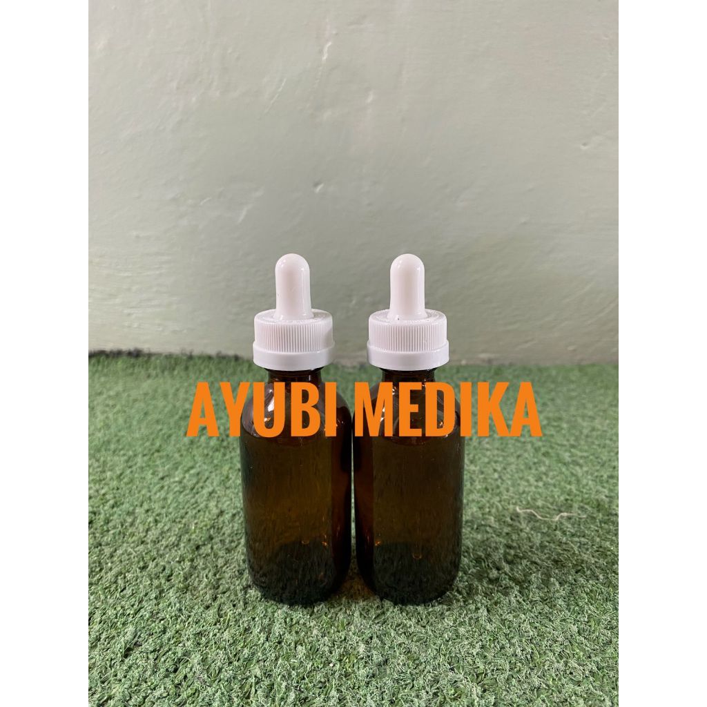 botol kaca pipet 50ml amber / coklat / botol tetes 50ml / botol serum 50ml